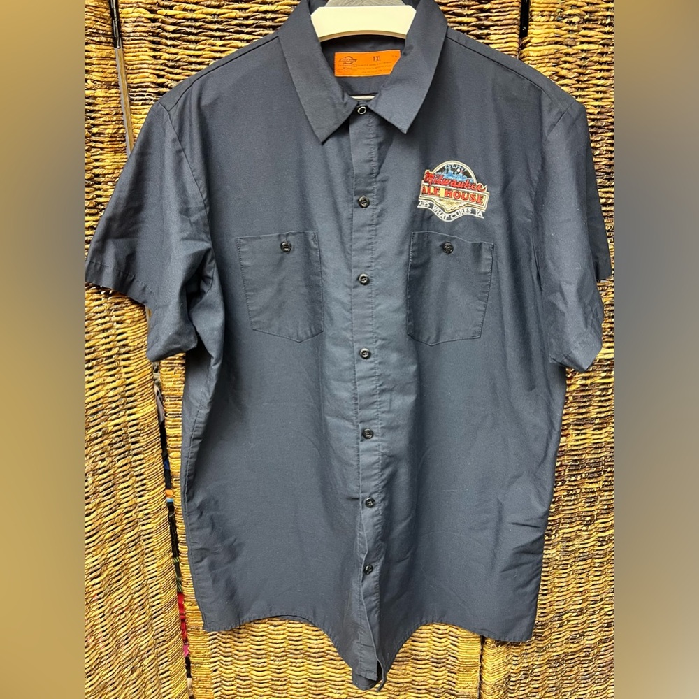 Dickies Men's Navy Short Sleeve Shirt- Embroidered logo- Milwaukee Ale House